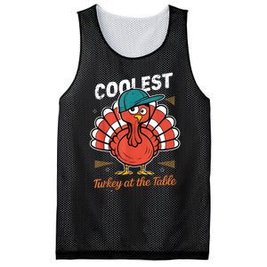 Thanksgiving Coolest Turkey At Table Mesh Reversible Basketball Jersey Tank