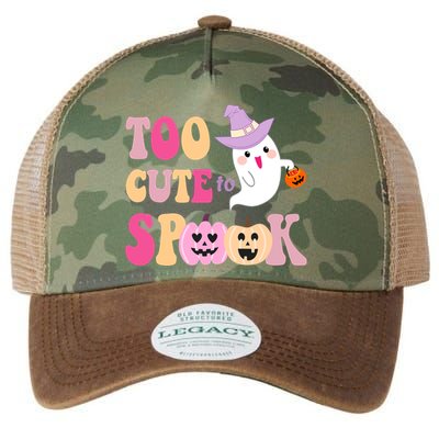 Too Cute To Spook Halloween Groovy Ghost Legacy Tie Dye Trucker Hat