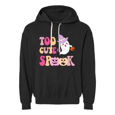 Too Cute To Spook Halloween Groovy Ghost Garment-Dyed Fleece Hoodie