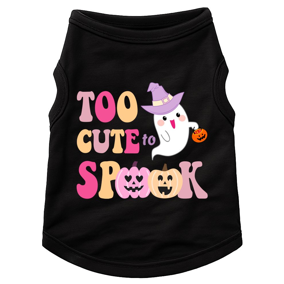 Too Cute To Spook Halloween Groovy Ghost Doggie Tank