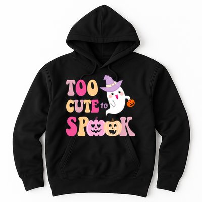 Too Cute To Spook Halloween Groovy Ghost Hoodie