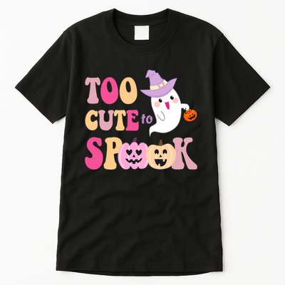Too Cute To Spook Halloween Groovy Ghost Tall T-Shirt