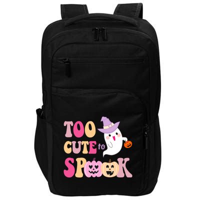 Too Cute To Spook Halloween Groovy Ghost Impact Tech Backpack