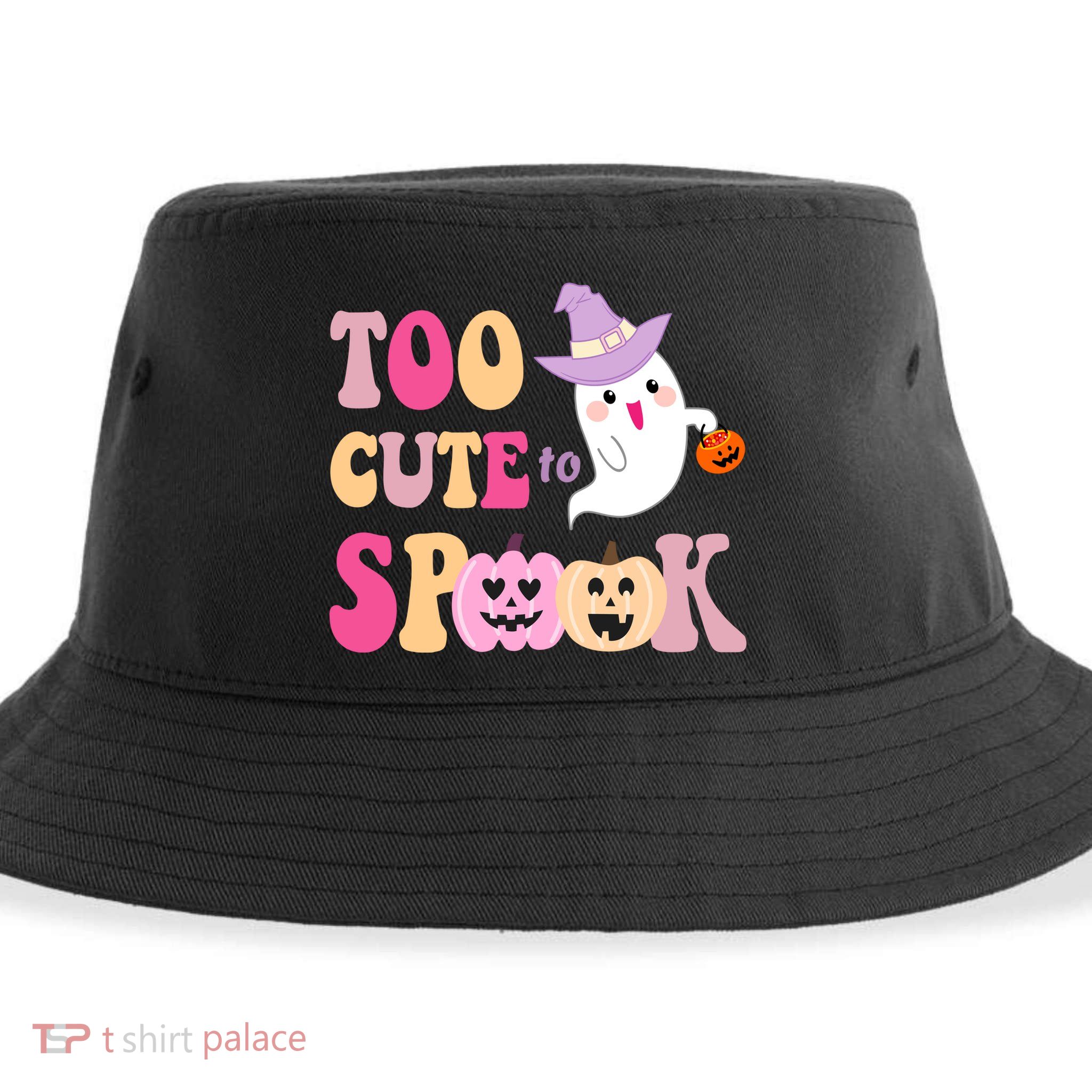 Too Cute To Spook Halloween Groovy Ghost Sustainable Bucket Hat