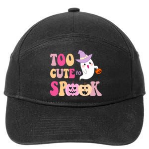 Too Cute To Spook Halloween Groovy Ghost 7-Panel Snapback Hat