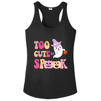 Too Cute To Spook Halloween Groovy Ghost Ladies PosiCharge Competitor Racerback Tank
