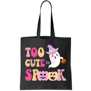 Too Cute To Spook Halloween Groovy Ghost Tote Bag