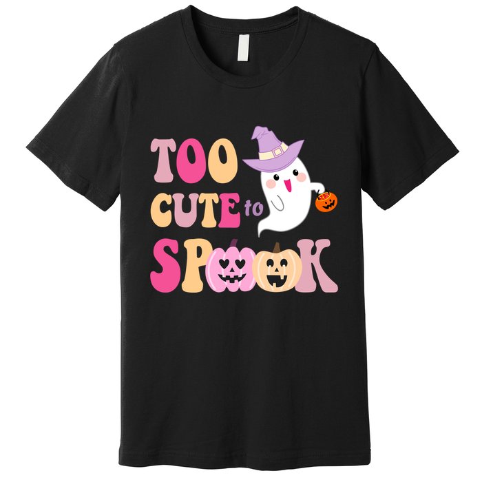 Too Cute To Spook Halloween Groovy Ghost Premium T-Shirt