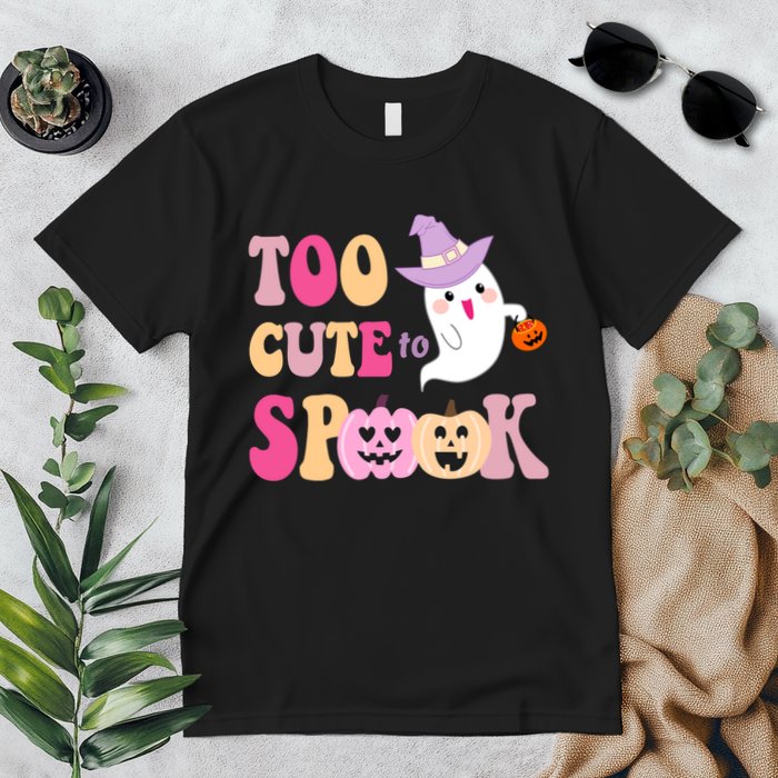 Too Cute To Spook Halloween Groovy Ghost Premium T-Shirt