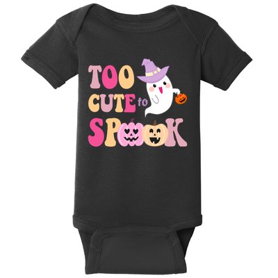 Too Cute To Spook Halloween Groovy Ghost Baby Bodysuit