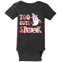 Too Cute To Spook Halloween Groovy Ghost Baby Bodysuit