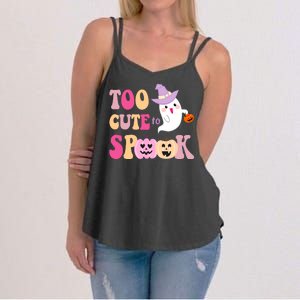 Too Cute To Spook Halloween Groovy Ghost Women's Strappy Tank