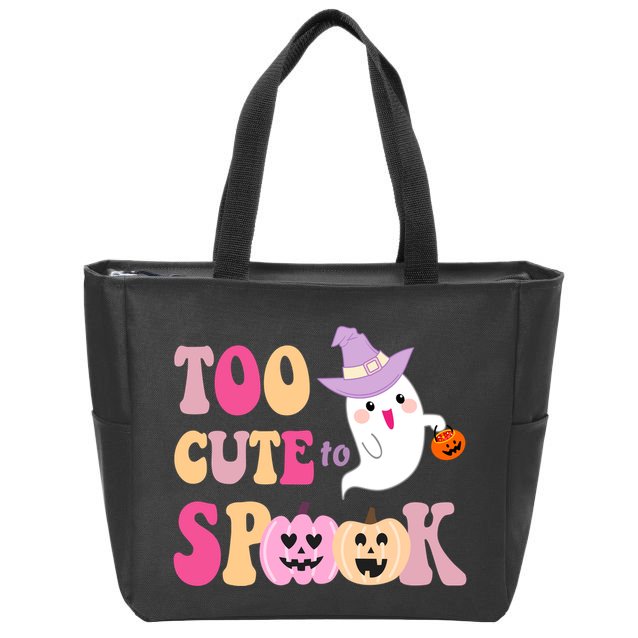 Too Cute To Spook Halloween Groovy Ghost Zip Tote Bag