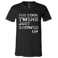 The Cool Twins Just Showed Up Funny Twins V-Neck T-Shirt