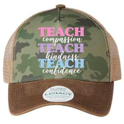 Teach Compassion Teach Kindness Teach Confidence Legacy Tie Dye Trucker Hat