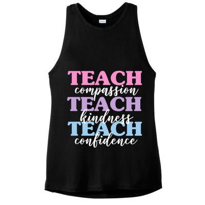 Teach Compassion Teach Kindness Teach Confidence Ladies PosiCharge Tri-Blend Wicking Tank