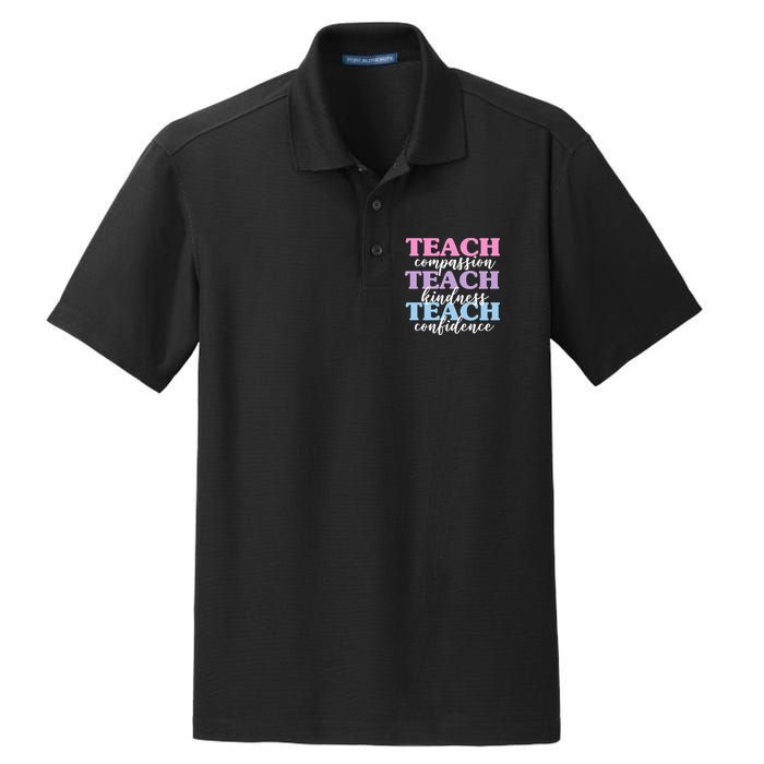 Teach Compassion Teach Kindness Teach Confidence Dry Zone Grid Polo
