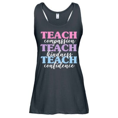 Teach Compassion Teach Kindness Teach Confidence Ladies Essential Flowy Tank