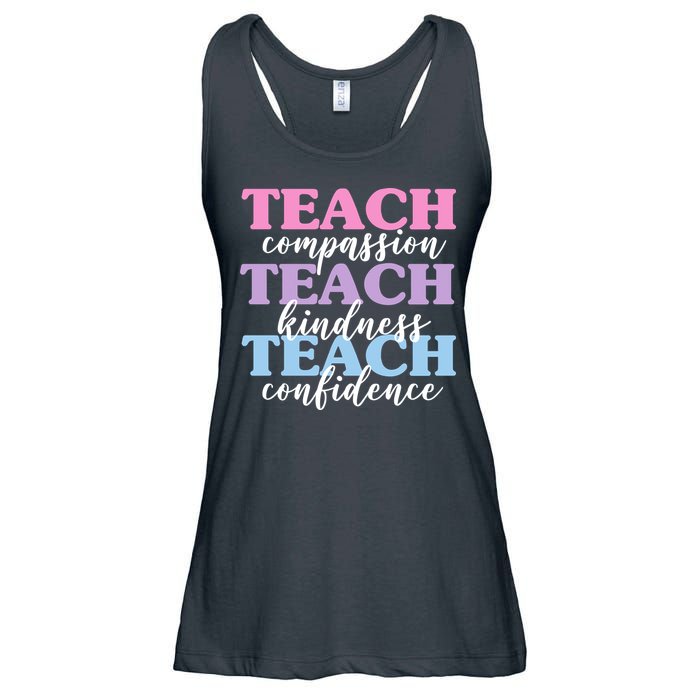 Teach Compassion Teach Kindness Teach Confidence Ladies Essential Flowy Tank