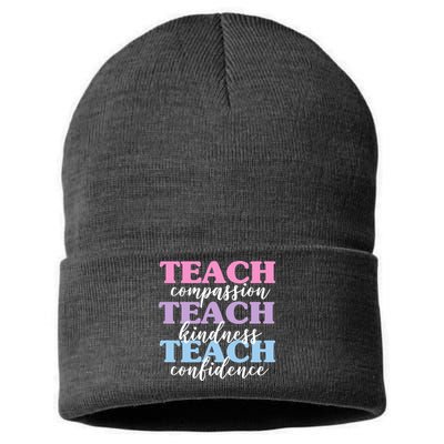 Teach Compassion Teach Kindness Teach Confidence Sustainable Knit Beanie