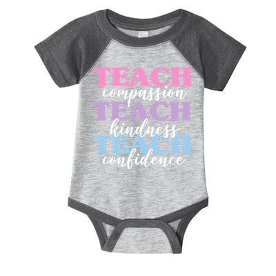 Teach Compassion Teach Kindness Teach Confidence Infant Baby Jersey Bodysuit