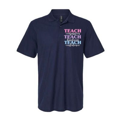 Teach Compassion Teach Kindness Teach Confidence Softstyle Adult Sport Polo