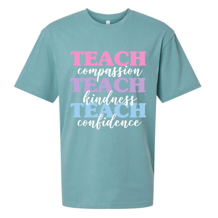Teach Compassion Teach Kindness Teach Confidence Sueded Cloud Jersey T-Shirt