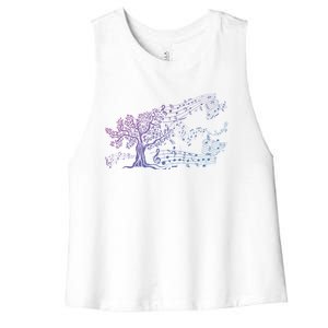 Treble Clef Tree Music Gift Women's Racerback Cropped Tank