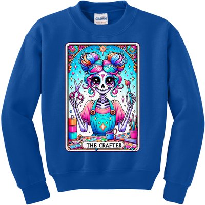 The Crafter Tarot Card Crochet Knitting Crafter Mom Kids Sweatshirt