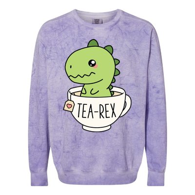 TeaRex Cute TRex Dinosaur Kawaii Funny Dino Pun Colorblast Crewneck Sweatshirt