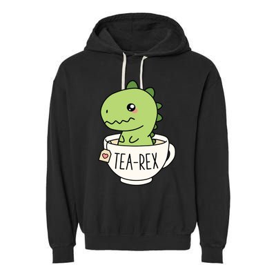 TeaRex Cute TRex Dinosaur Kawaii Funny Dino Pun Garment-Dyed Fleece Hoodie