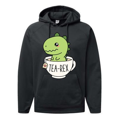 TeaRex Cute TRex Dinosaur Kawaii Funny Dino Pun Performance Fleece Hoodie