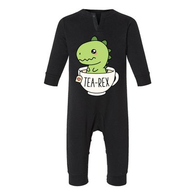 TeaRex Cute TRex Dinosaur Kawaii Funny Dino Pun Infant Fleece One Piece