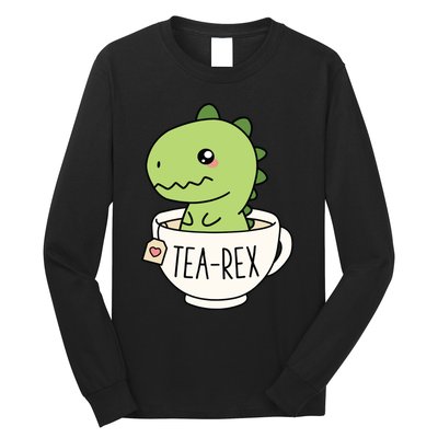 TeaRex Cute TRex Dinosaur Kawaii Funny Dino Pun Long Sleeve Shirt