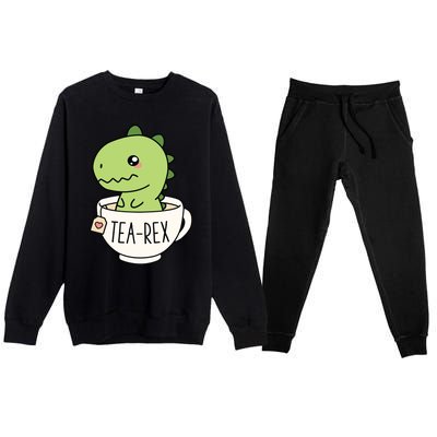 TeaRex Cute TRex Dinosaur Kawaii Funny Dino Pun Premium Crewneck Sweatsuit Set