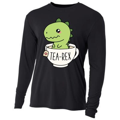 TeaRex Cute TRex Dinosaur Kawaii Funny Dino Pun Cooling Performance Long Sleeve Crew