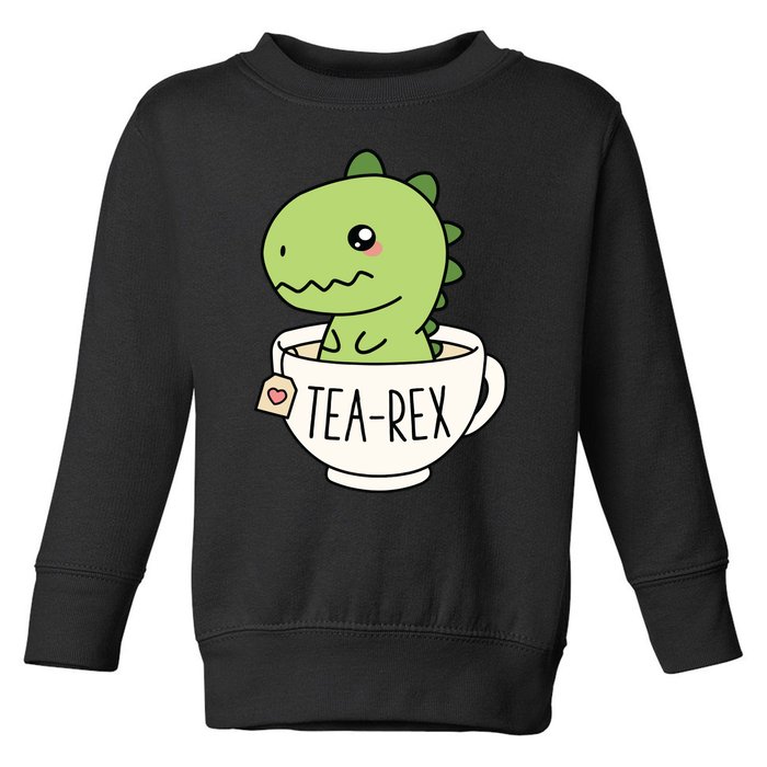 TeaRex Cute TRex Dinosaur Kawaii Funny Dino Pun Toddler Sweatshirt