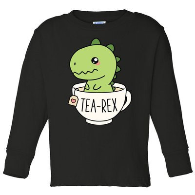 TeaRex Cute TRex Dinosaur Kawaii Funny Dino Pun Toddler Long Sleeve Shirt