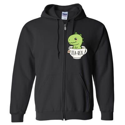 TeaRex Cute TRex Dinosaur Kawaii Funny Dino Pun Full Zip Hoodie