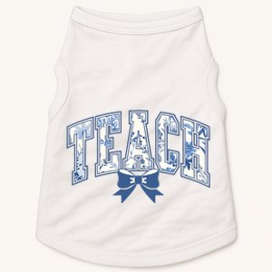 Teacher Coquette Toile Blue Bow Floral Doggie Tank