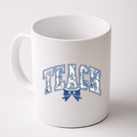 Teacher Coquette Toile Blue Bow Floral Coffee Mug