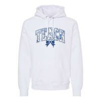 Teacher Coquette Toile Blue Bow Floral Premium Hoodie