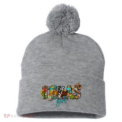 Texas Cowgirl Pom Pom 12in Knit Beanie