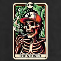 Tarot Card The Stoner Weed Lover Skeleton Cannabis 420 7 Panel Mesh Trucker Snapback Hat
