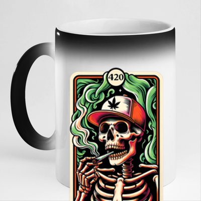 Tarot Card The Stoner Weed Lover Skeleton Cannabis 420 11oz Black Color Changing Mug