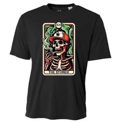 Tarot Card The Stoner Weed Lover Skeleton Cannabis 420 Cooling Performance Crew T-Shirt