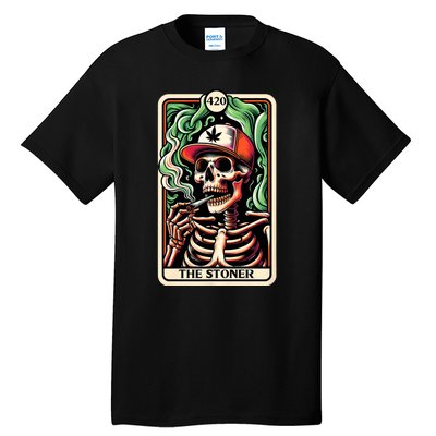 Tarot Card The Stoner Weed Lover Skeleton Cannabis 420 Tall T-Shirt