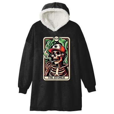 Tarot Card The Stoner Weed Lover Skeleton Cannabis 420 Hooded Wearable Blanket