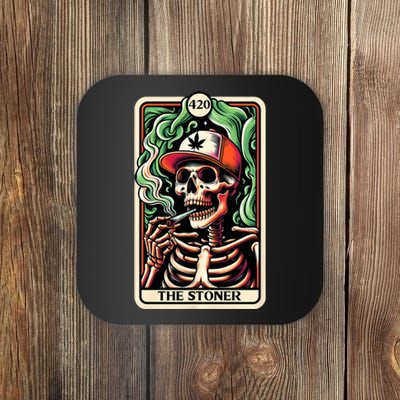 Tarot Card The Stoner Weed Lover Skeleton Cannabis 420 Coaster