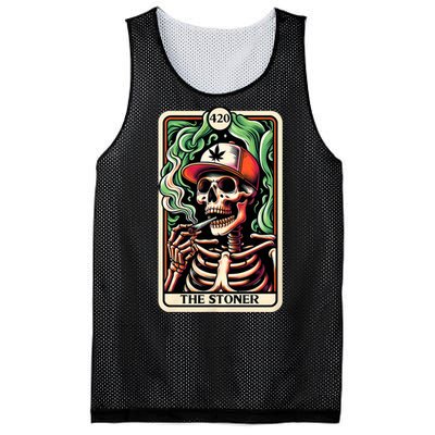 Tarot Card The Stoner Weed Lover Skeleton Cannabis 420 Mesh Reversible Basketball Jersey Tank